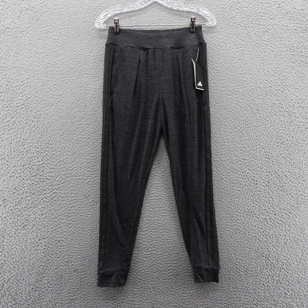 Adidas Kids Black Melange Cuffed Jogger‎ Slim Fit Pants Size Large 14 NEW
